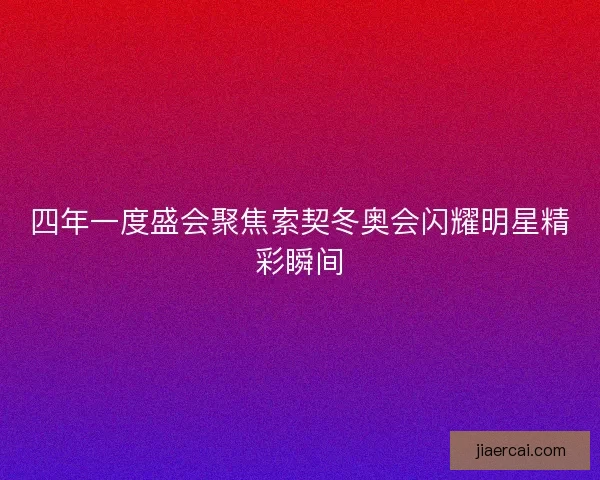 四年一度盛会聚焦索契冬奥会闪耀明星精彩瞬间